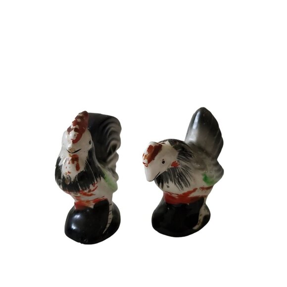 Rooster Chicken Salt and Pepper Shakers Lot of 2 Vintage Japan - Picture 3 of 8